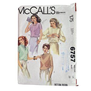 70s McCalls 6757 Misses Suit Blouses Sewing Pattern Size 14 Bust 36 Vintage CUT